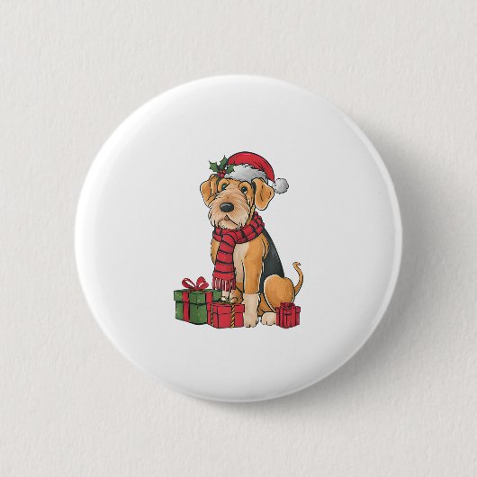 Airedale Terrier Dog Weihnachten Party Button (Vorderseite)