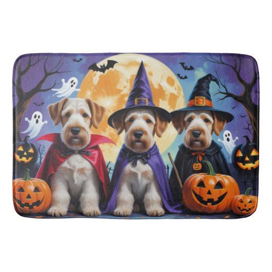Airedale Terrier Dogs Pumpkin Halloween Funny Badematte (Vorderseite)