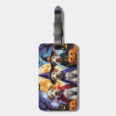 Airedale Terrier Dogs Pumpkin Halloween Funny Gepäckanhänger (Rückseite vertikal)