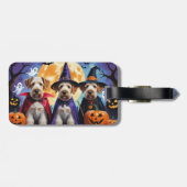 Airedale Terrier Dogs Pumpkin Halloween Funny Gepäckanhänger (Rückseite horizontal)