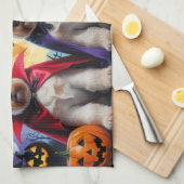 Airedale Terrier Dogs Pumpkin Halloween Funny Geschirrtuch (Viertel Falte)