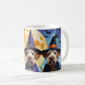 Airedale Terrier Dogs Pumpkin Halloween Funny Kaffeetasse (VorderseiteRechts)