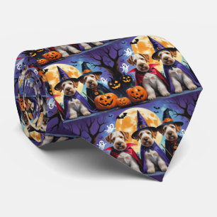 Airedale Terrier Dogs Pumpkin Halloween Funny Krawatte