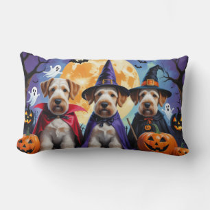 Airedale Terrier Dogs Pumpkin Halloween Funny Lendenkissen
