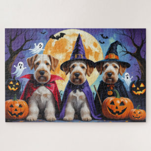 Airedale Terrier Dogs Pumpkin Halloween Funny Puzzle