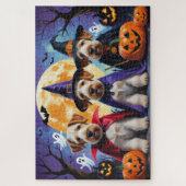 Airedale Terrier Dogs Pumpkin Halloween Funny Puzzle (Vertikal)