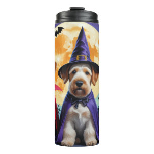 Airedale Terrier Dogs Pumpkin Halloween Funny Thermosbecher