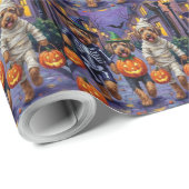 Airedale Terrier Dogs Trick-or-Treating Halloween Geschenkpapier (Rolleneckpunkt)