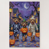 Airedale Terrier Dogs Trick-or-Treating Halloween Puzzle (Vertikal)