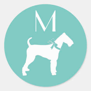 Airedale Terrier Doppy Puppy Runder Aufkleber