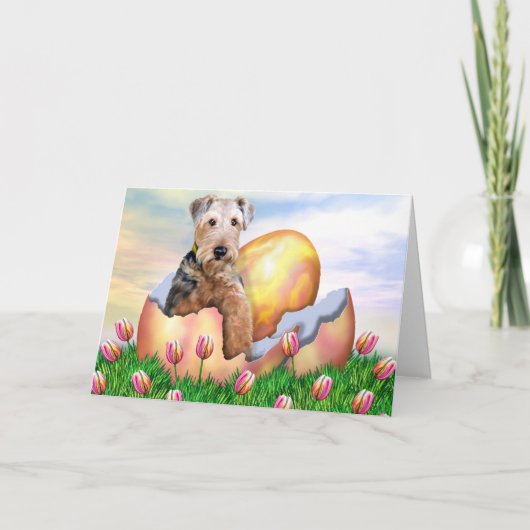 Airedale Terrier Easter Surprise Feiertagskarte (Vorderseite)