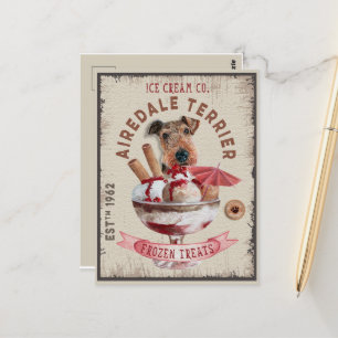 Airedale Terrier Eiscreme Lustige Frozen Treats Postkarte