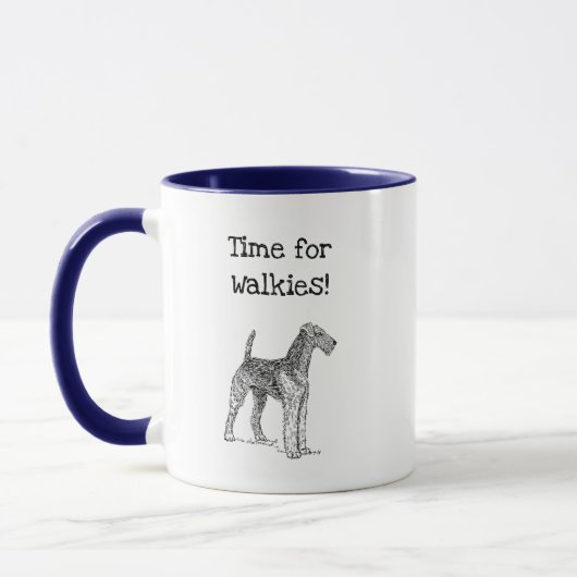 Airedale Terrier Elegante Zeichnend Hund Tasse (Links)