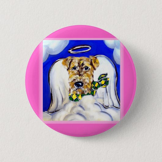 Airedale Terrier Engel Button (Vorderseite)