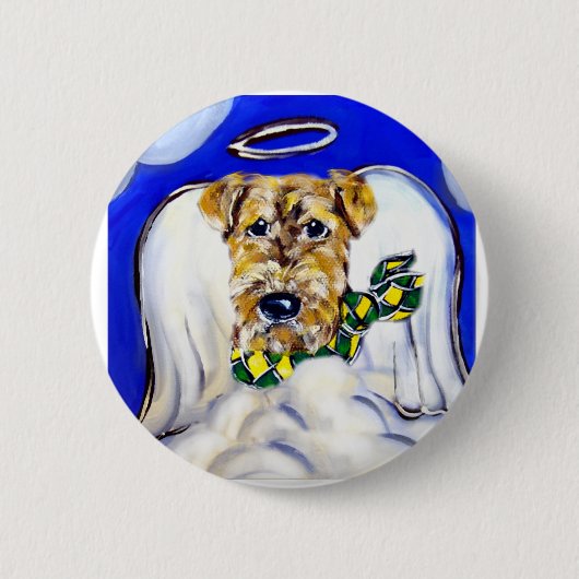 Airedale Terrier Engel Button (Vorderseite)