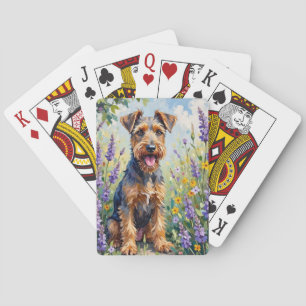 Airedale Terrier Englischer Garten Floral Spielkarten