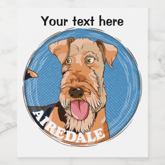 Airedale Terrier Face Weinetikett (Einzelnes Label)
