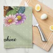 Airedale Terrier farbenfrohe Blume und Name Green Geschirrtuch (Viertel Falte)