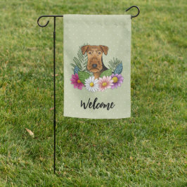 Airedale Terrier Farbenfrohe Blume Willkommen Grün