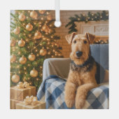 Airedale Terrier Ferien Ornament Aus Glas (Vorderseite)