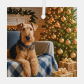 Airedale Terrier Ferien Ornament Aus Glas (Rückseite)