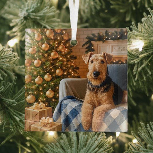 Airedale Terrier Ferien Ornament Aus Glas (Insitu)