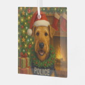 Airedale Terrier Ferien  Ornament Aus Glas (Vorderseite links)