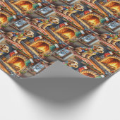 Airedale Terrier Fireplace Christmas Lights Geschenkpapier (Ecke)