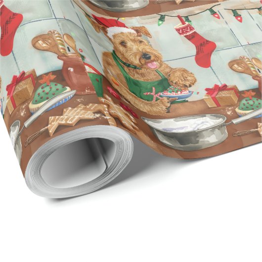 Airedale Terrier Frische Pasta machen Geschenkpapier (Rolleneckpunkt)