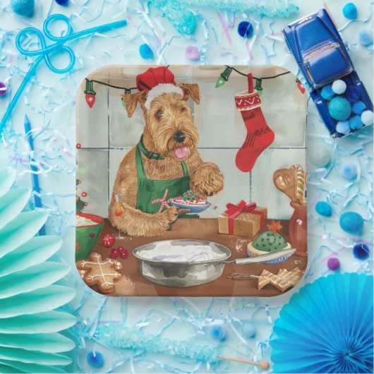 Airedale Terrier Frische Pasta machen Pappteller (Party)
