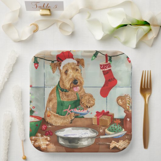 Airedale Terrier Frische Pasta machen Pappteller (Hochzeit)