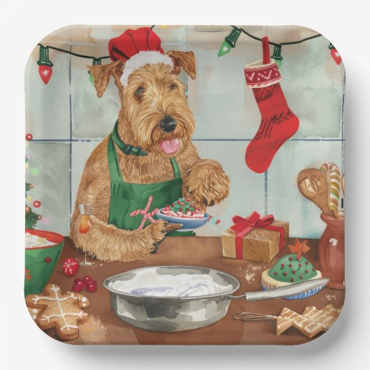 Airedale Terrier Frische Pasta machen Pappteller (Vorderseite)