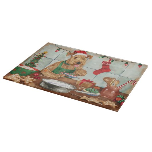 Airedale Terrier Frische Pasta machen Schneidebrett (Ecke)