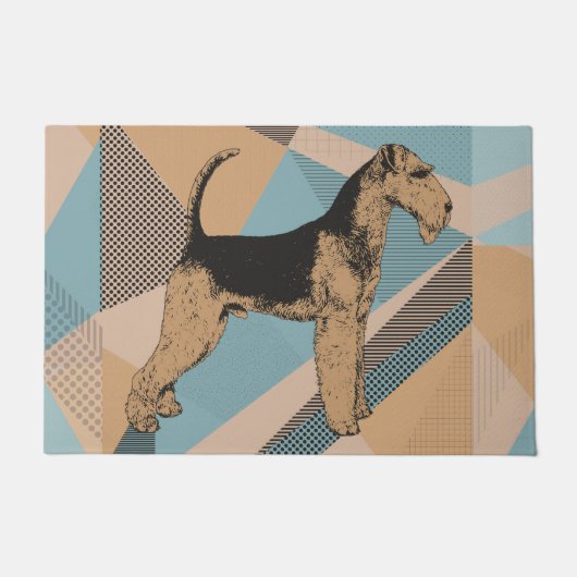 Airedale-Terrier-geometrisches abstraktes Fußmatte (Vorderseite)