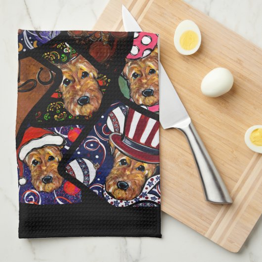 AIREDALE TERRIER GESCHIRRTUCH (Viertel Falte)