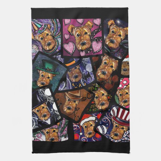 AIREDALE TERRIER GESCHIRRTUCH (Vertikal)