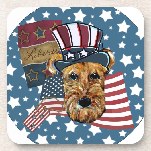 AIREDALE TERRIER GETRÄNKEUNTERSETZER (Vorderseite)