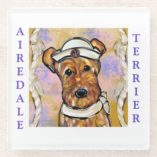 AIREDALE TERRIER GLASUNTERSETZER (Vorderseite)