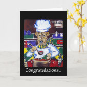 Airedale Terrier, Glückwunschkarte Karte (Gelbe Blume)