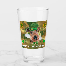 Airedale Terrier Gold Happy St Patricks Day Glass Glas