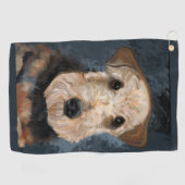 AIREDALE TERRIER GOLFHANDTUCH (Horizontal)