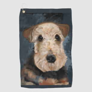 AIREDALE TERRIER GOLFHANDTUCH