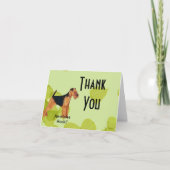 Airedale Terrier ~ Green Blätter Design Dankeskarte (Vorderseite)