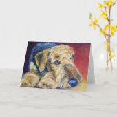 Airedale Terrier Grußkarten Karte (Gelbe Blume)