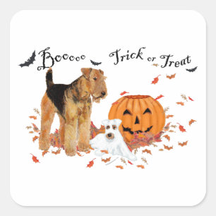 Airedale Terrier Halloween Quadratischer Aufkleber