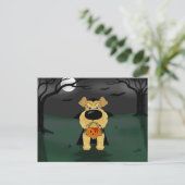 Airedale Terrier Halloween Vampire Postkarte (Stehend Vorderseite)