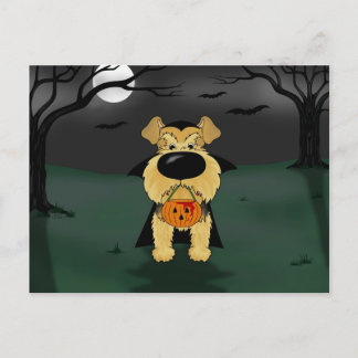 Airedale Terrier Halloween Vampire Postkarte