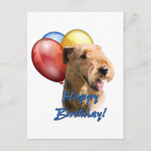 Airedale Terrier Happy Birthday Balloon Postkarte