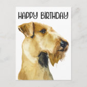 Airedale Terrier Happy Birthday Watercolor Dog Postkarte (Vorderseite)