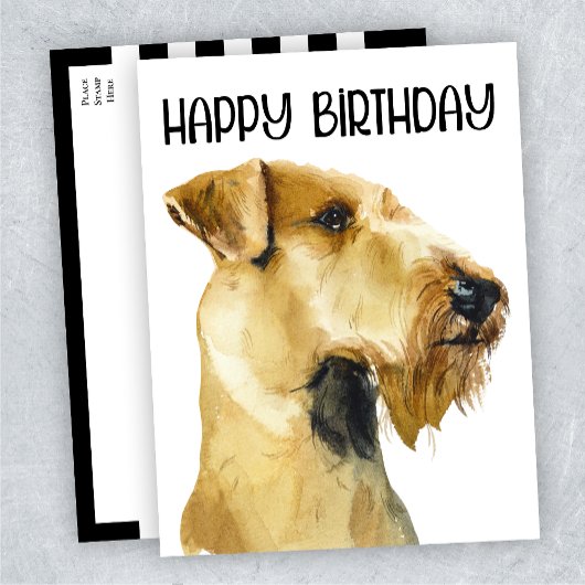 Airedale Terrier Happy Birthday Watercolor Dog Postkarte